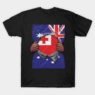 Tonga Flag Australian Flag Ripped - Gift for Togan From Tonga T-Shirt